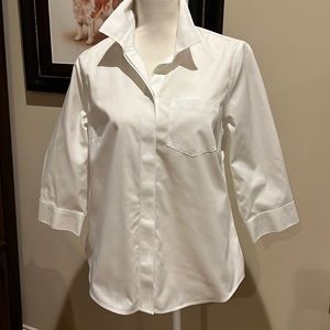 Chicos white cotton blouse.  3/4 length sleeves.